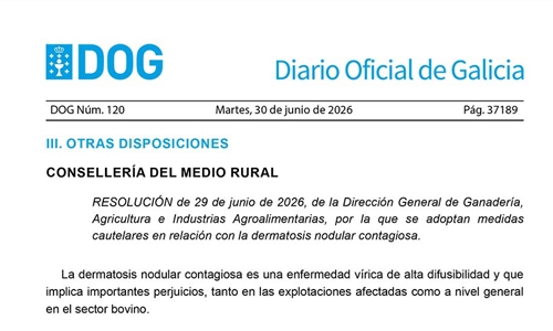 La Xunta mantiene las medidas preventivas ante la dermatosis nodular...