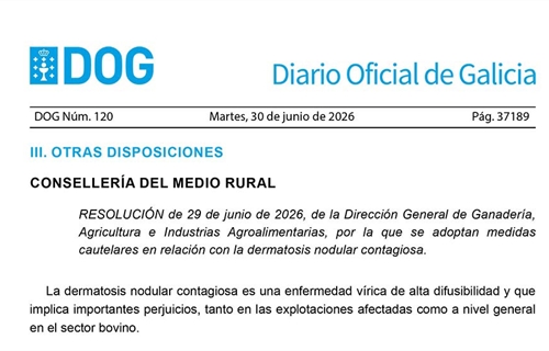 La Xunta mantiene las medidas preventivas ante la dermatosis nodular...