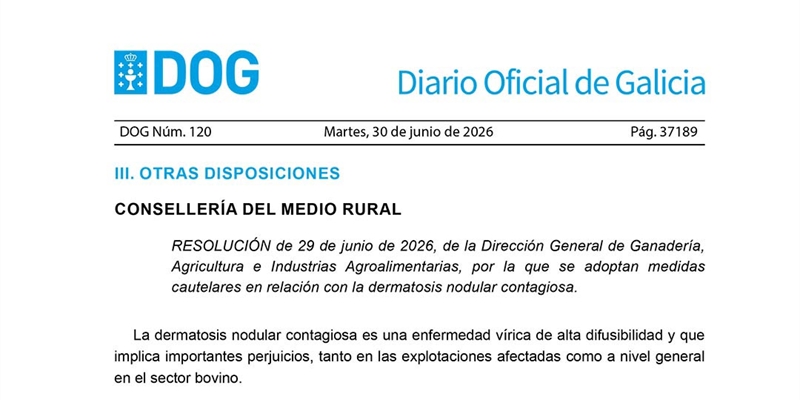 La Xunta mantiene las medidas preventivas ante la dermatosis nodular contagiosa para seguir protegiendo la caba�a bovina gallega