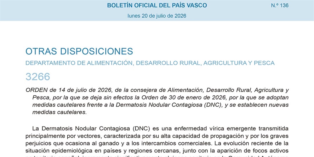 Pa�s Vasco flexibiliza las medidas frente a la Dermatosis Nodular...