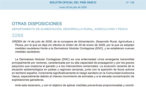 Pa�s Vasco flexibiliza las medidas frente a la Dermatosis Nodular...