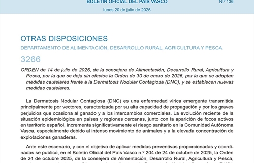 Pa�s Vasco flexibiliza las medidas frente a la Dermatosis Nodular...