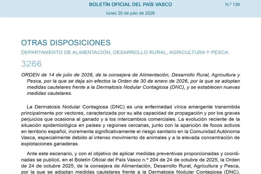 Pa�s Vasco flexibiliza las medidas frente a la Dermatosis Nodular...