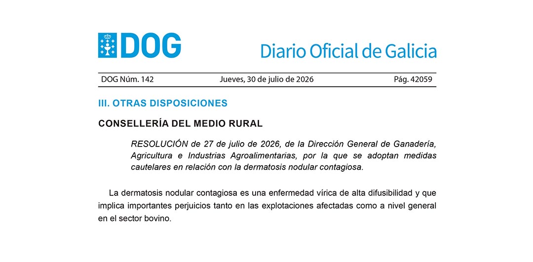 Galicia prorroga un mes m�s las medidas preventivas ante la dermatosis...