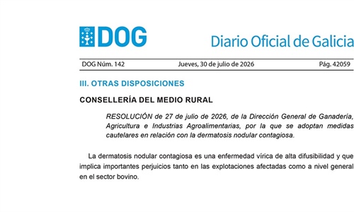 Galicia prorroga un mes m�s las medidas preventivas ante la dermatosis...