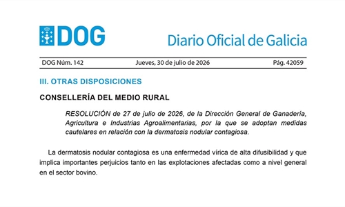 Galicia prorroga un mes m�s las medidas preventivas ante la dermatosis...