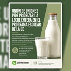 Uni�n de Uniones invita al consumo de leche entera e impulsa su priorizaci�n desde edades tempranas con el respaldo cient�fico