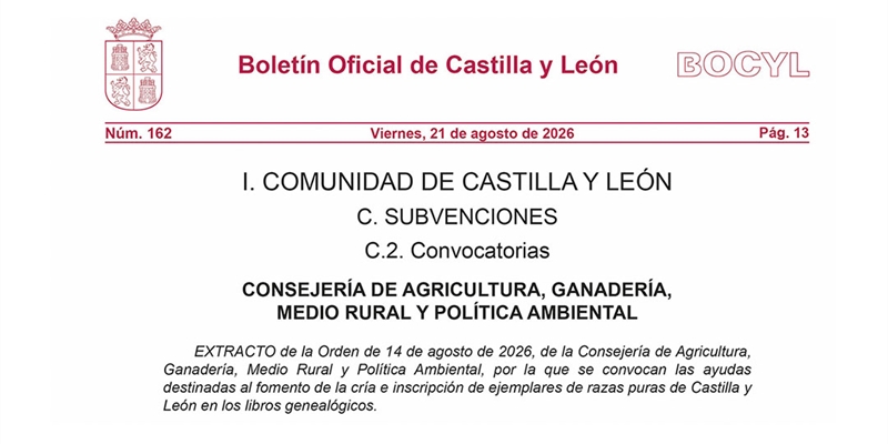 Castilla y Le�n convoca ayudas por dos millones de euros para fomentar la cr�a y conservaci�n de razas aut�ctonas