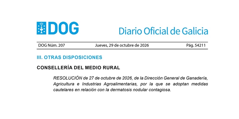 Galicia mantiene las medidas de prevenci�n frente a la dermatosis nodular contagiosa que afecta al ganado bovino